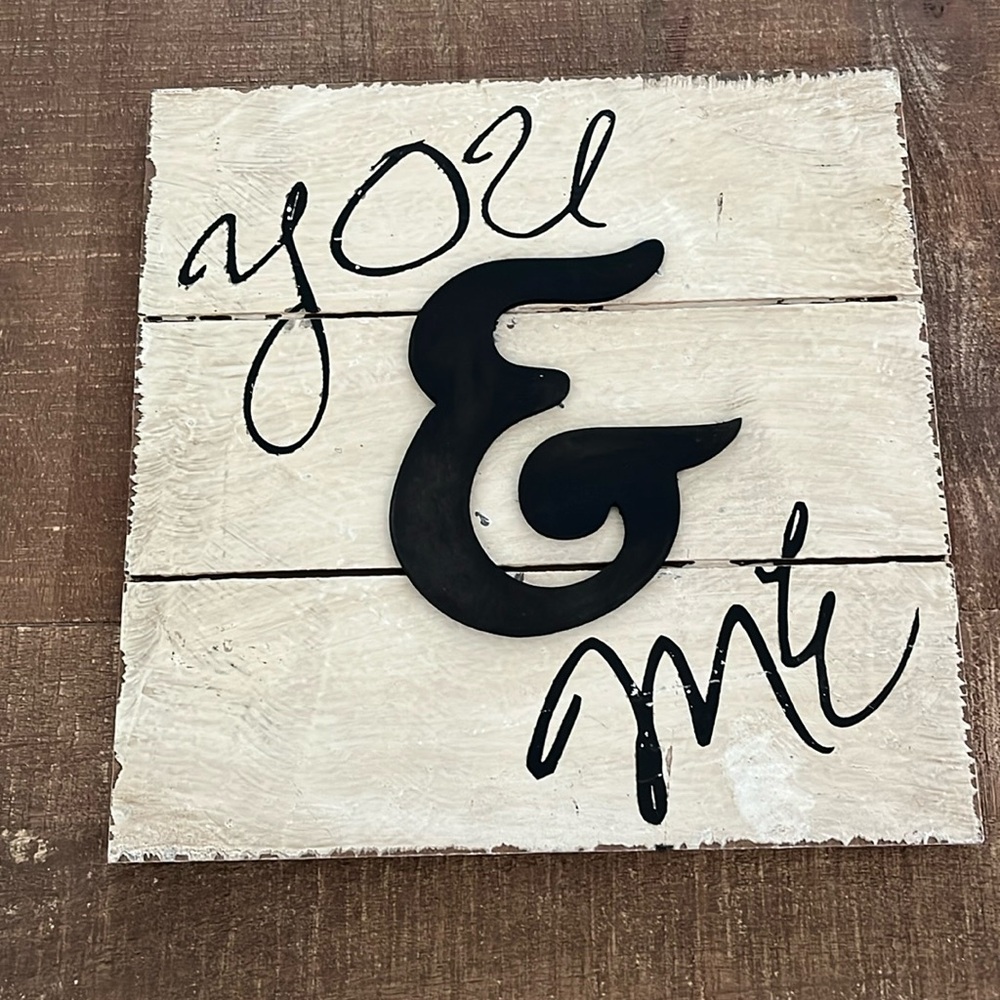 Antiqued “you & me” wall hanging